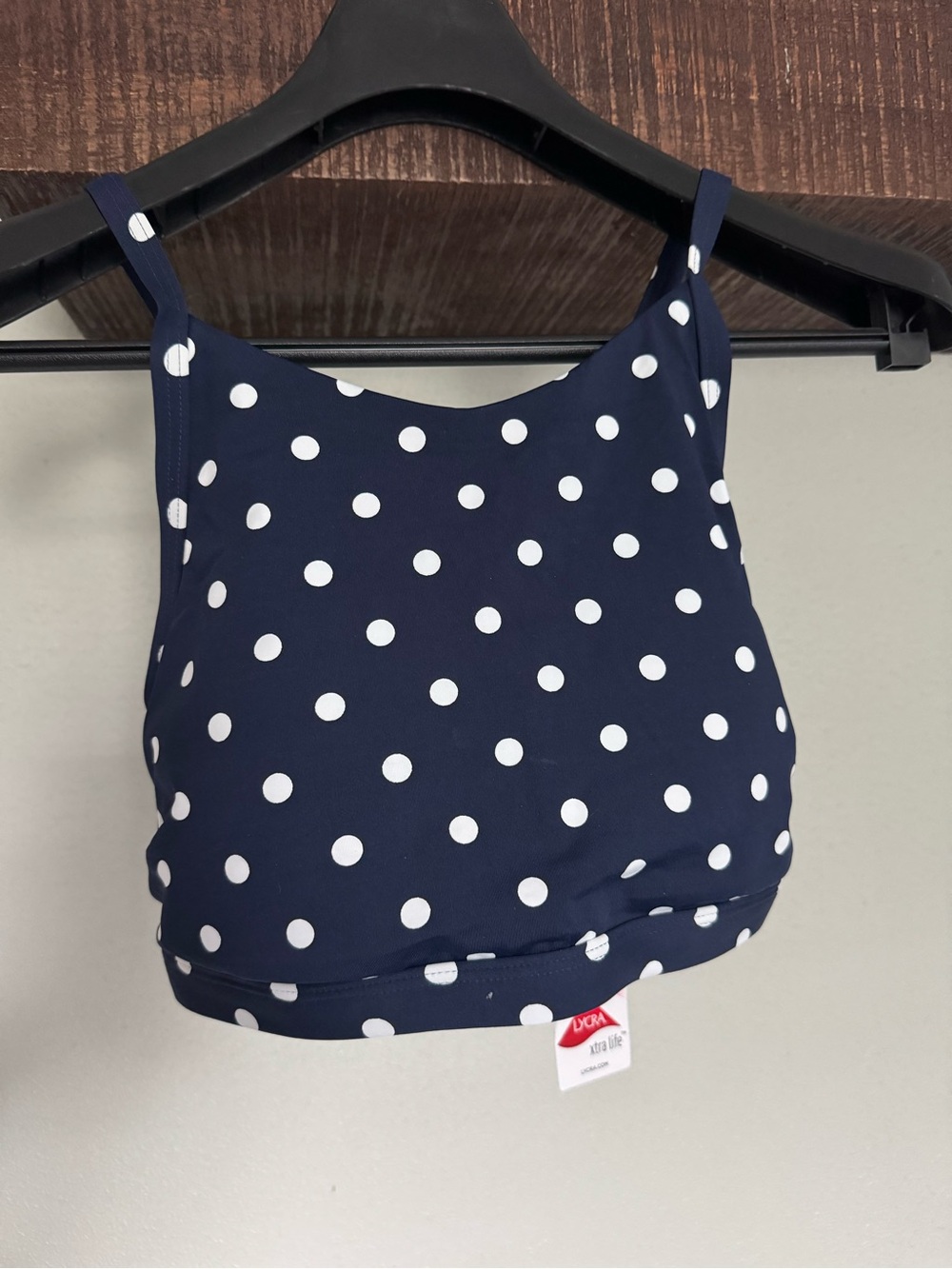Lands' End Navy and White Polka Dot Camisole